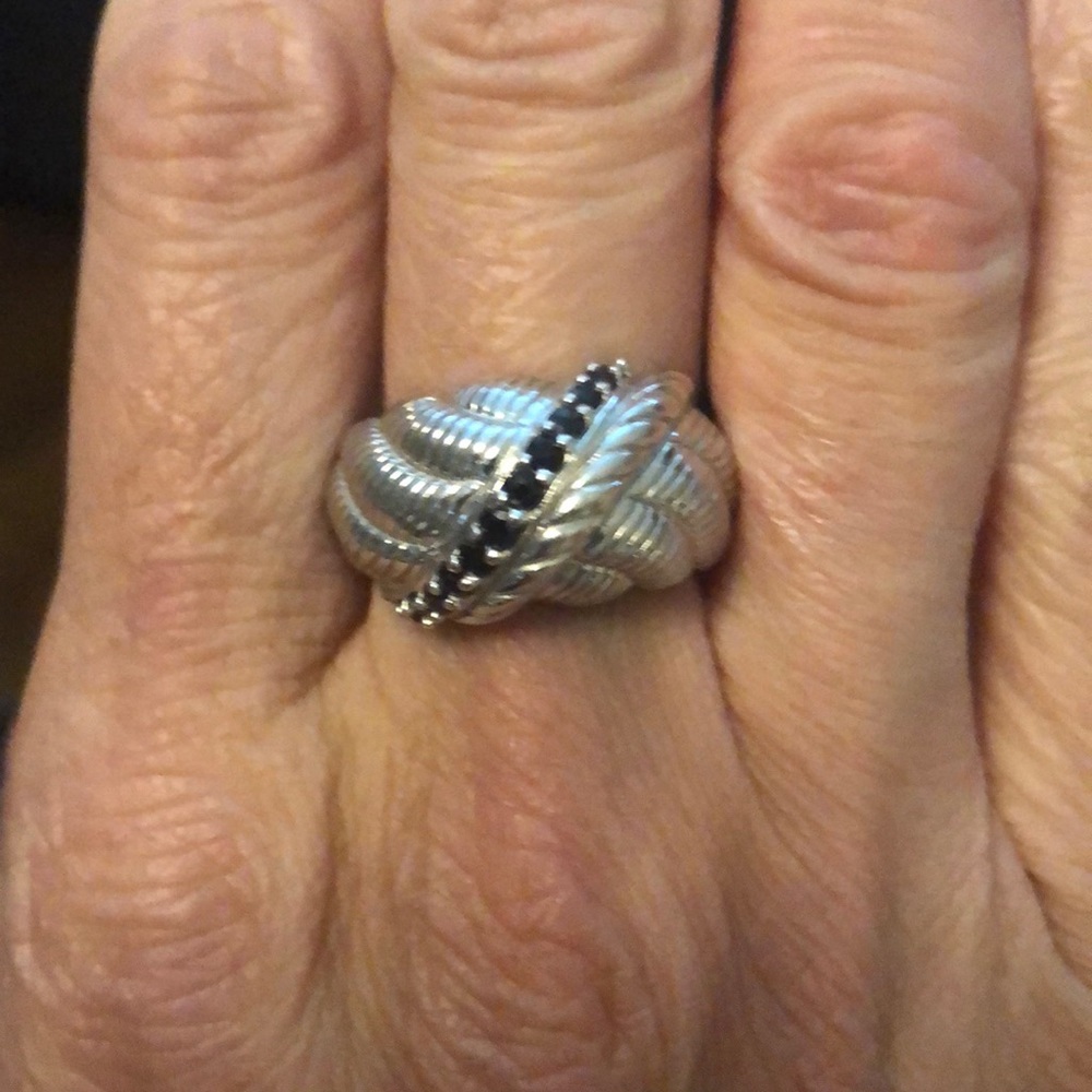 Judith Ripka sapphire/sterling silver dome ring.